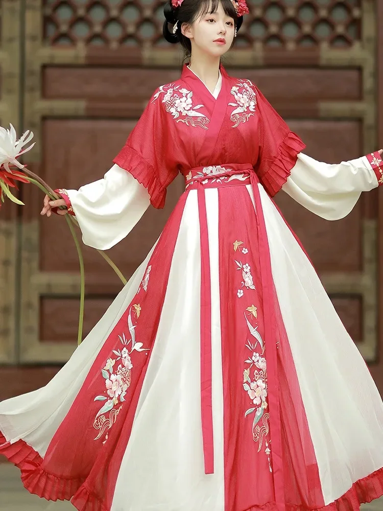 

JC33 Fashion Women's Elegant Hanfu Autumn 2024 New Cross Neck Loose Temperament Ancient Costume