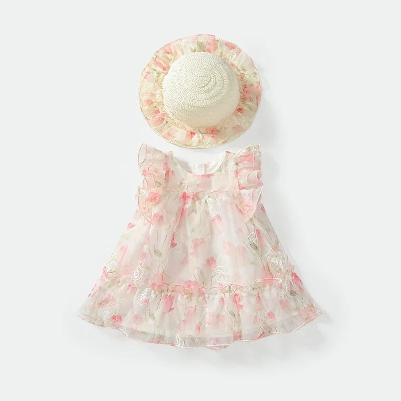 

Girls' Dresses, Summer Dresses, 25-Year-Old New Exotic Floral Pink Skirts, Children's Dresses, Princess Beach Skirts.