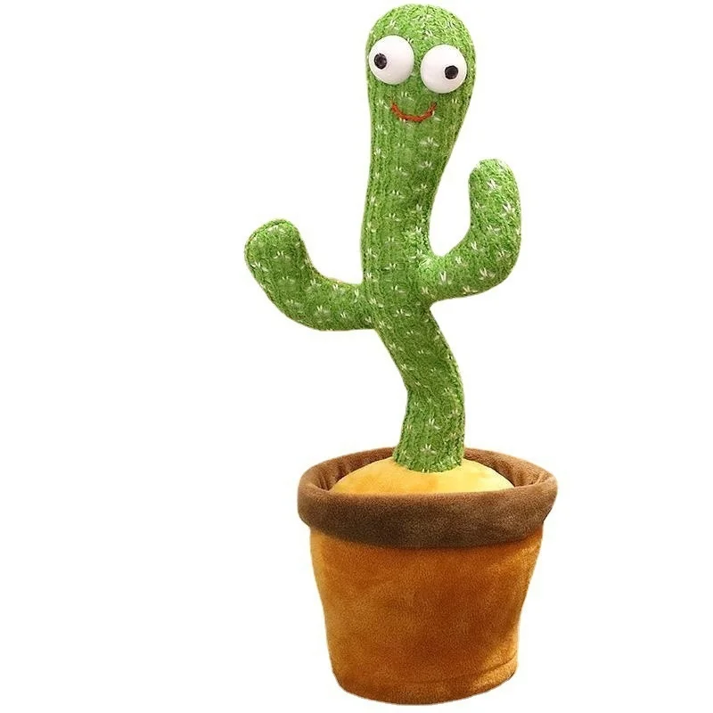 Dancing Cactus Electric Singing Repeat Speaking Plush Toy Funny Home Decor Desktop Ornament For Adult Home Office Decor