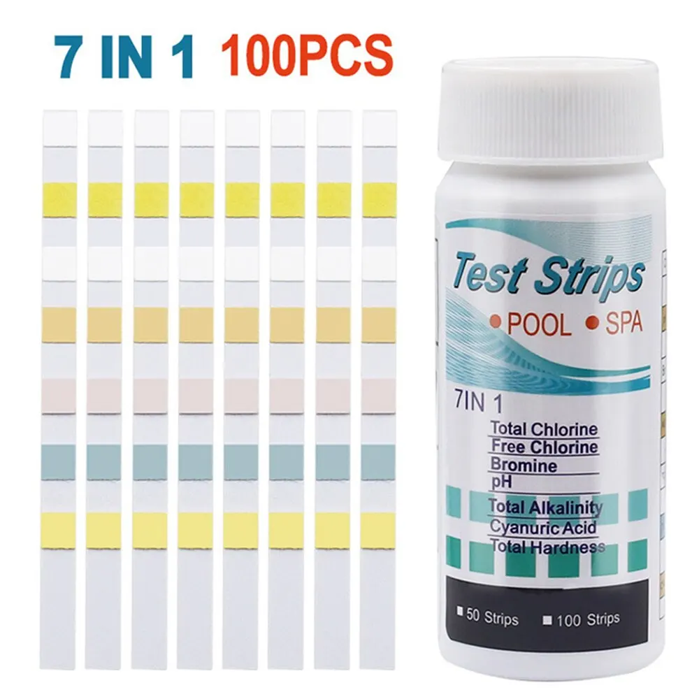 7 in 1 Swimming Pool PH Test Paper Chlorine PH Value Alkalinity Hardness Test Strip PH Tester Pool Cleaner By BeBosLook