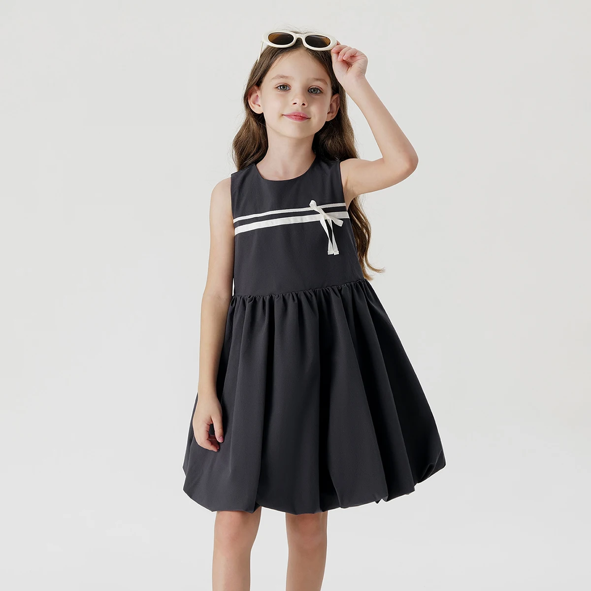 MARC&JANIE Girls Bubble Bow Tie Dress for Summer 240668