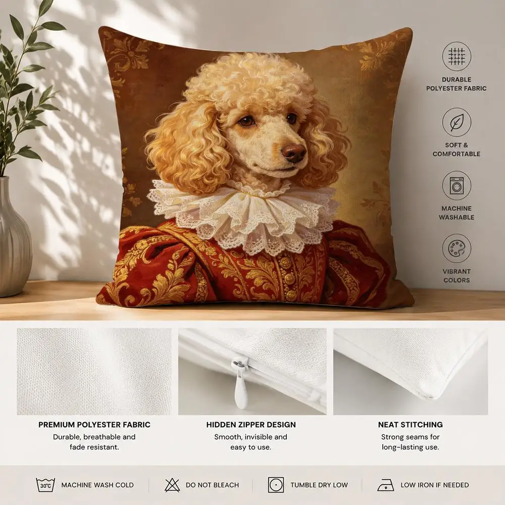 Renaissance Royal Noble Dogs Cushion Cover 40x40cm Square Decorative Sofa Cushion Cover Bedroom Living Room Home Decor Gift