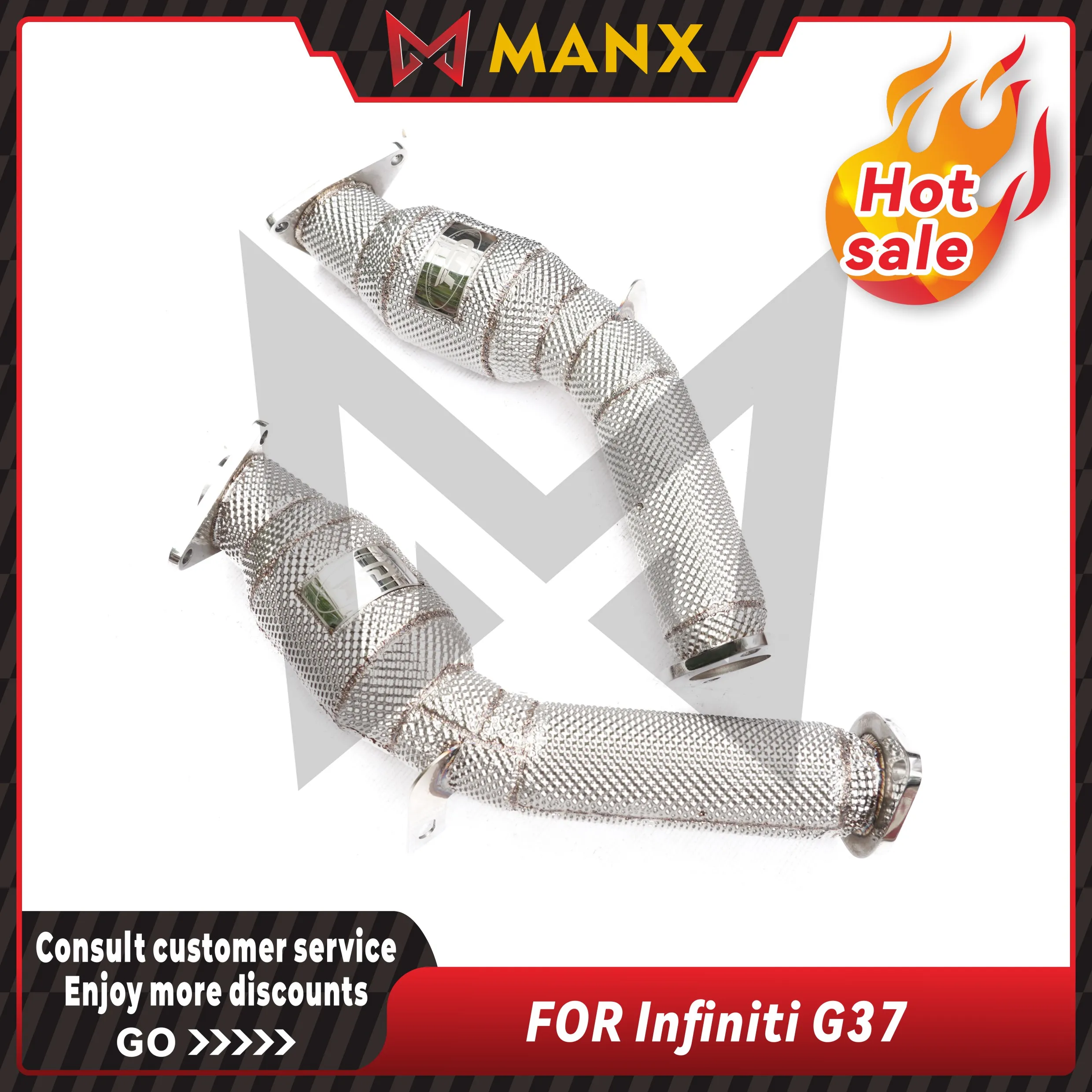 

MANX Car Exhaust system for Infiniti G37 Catalyzed Downpipe Catless Downpipe Stainless steels Performance exhaust pipe