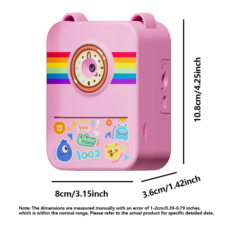 子供向け印刷可能カメラ、カラーとモノクロの紙、写真とビデオとゲーム、デュアルカメラ、フラッシュ、男の子と女の子への完璧な贈り物