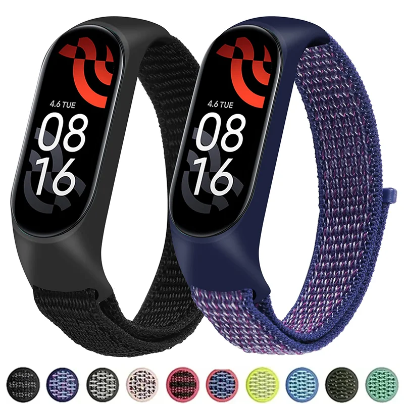 Bracelet for mi band 7 6 Strap Nylon Sport loop watch Belt pulsera correa Mi band 4 Wristband for xiaomi Mi band 5 4 3 Bracelet