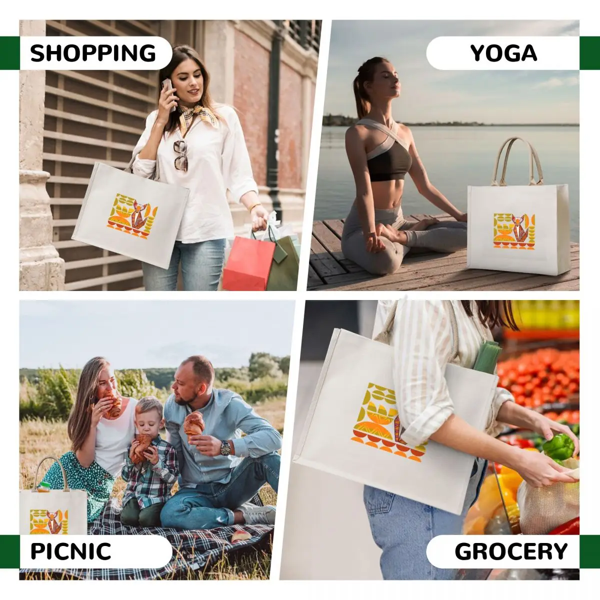 Origami Fox Tote Bag female bag Canvas bag for women shopping trolley