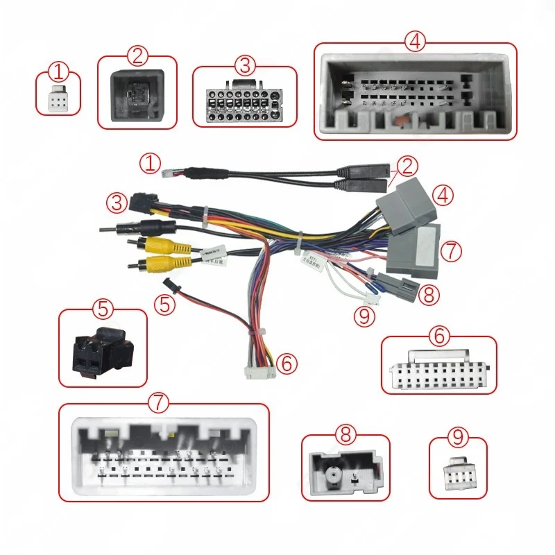 Quadlock Wiring Harness CAN Bus Decoder Audio RCA Plug Android Radio Cable Adapter for Honda CAV Civic 2021