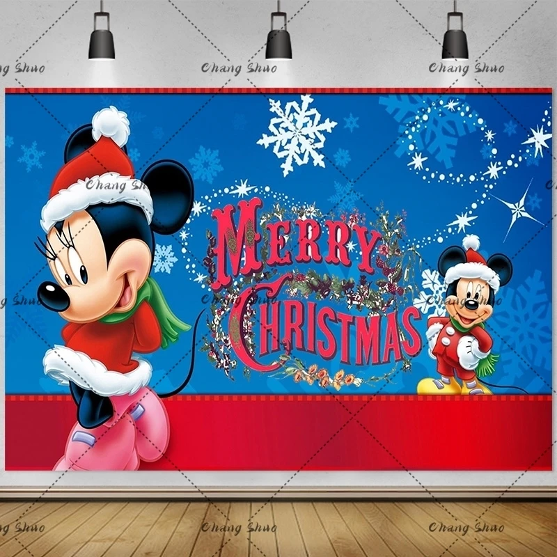 Disney Mickey Minnie Mouse Backdrops Birthday New Year Decor Custom Wedding Backgrounds Christmas Studio Supplies Banner Props