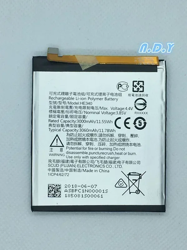 Original  HE340 3000mAh Battery For Nokia 7 Nokia7  HE 340  Batteries Bateria