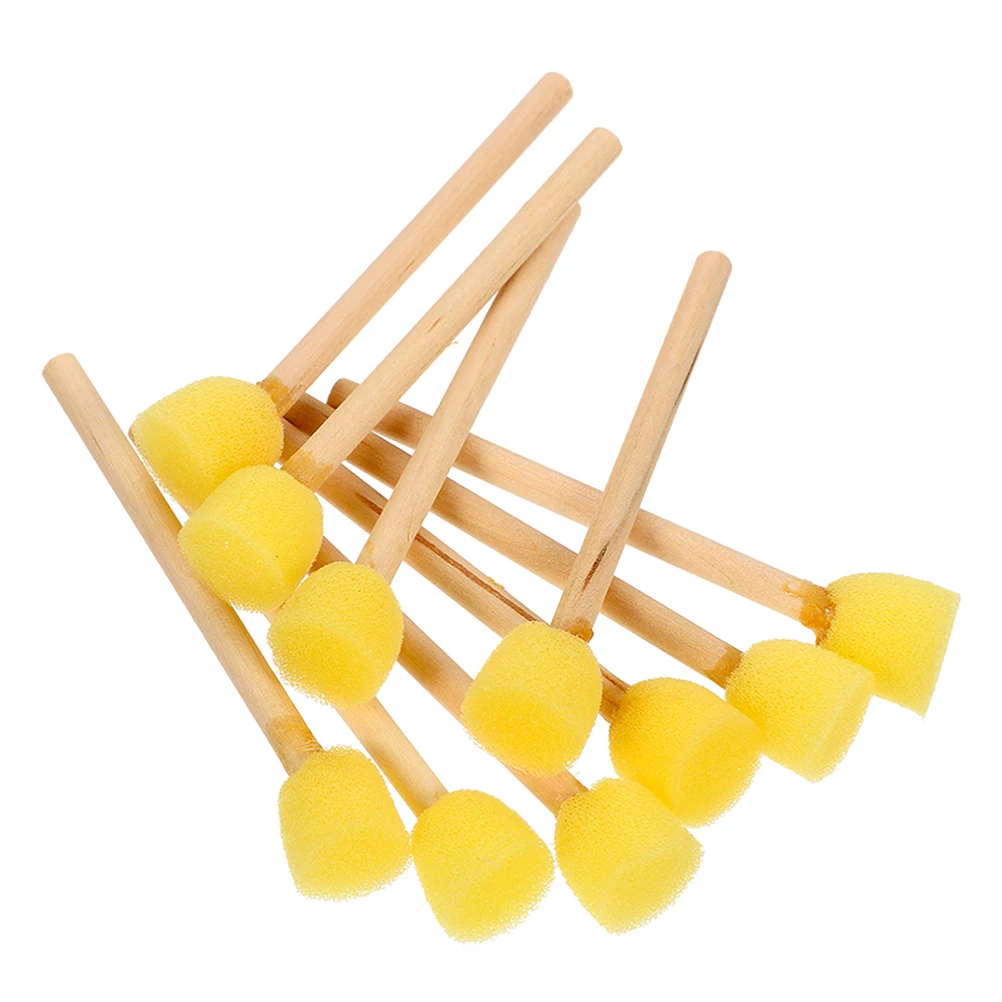 

20Pcs Round Sponge Foam Brushes Wooden Handle Craft Painting Tools Art Supplies Stippling Sponge Brushes Set