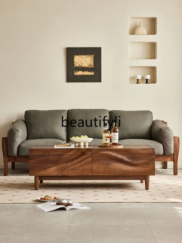 

Cy56 North American black walnut coffee table Nordic all solid wood tea table living room creative coffee table