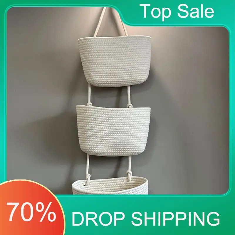 ^Arrival Three-Layer Wall-Mounted Storage Baskets For Household Items, Hanging Woven Basket Design, Space-Saving Home Rack Off-W