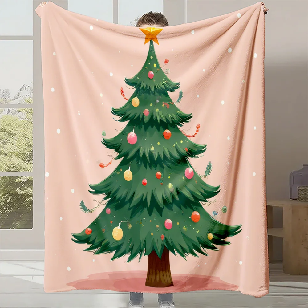 1pc Christmas Tree Pattern Blanket, Soft and Warm Fleece Material, Anti-Pilling & Thread, Suitable for Living Room Decor, Holida