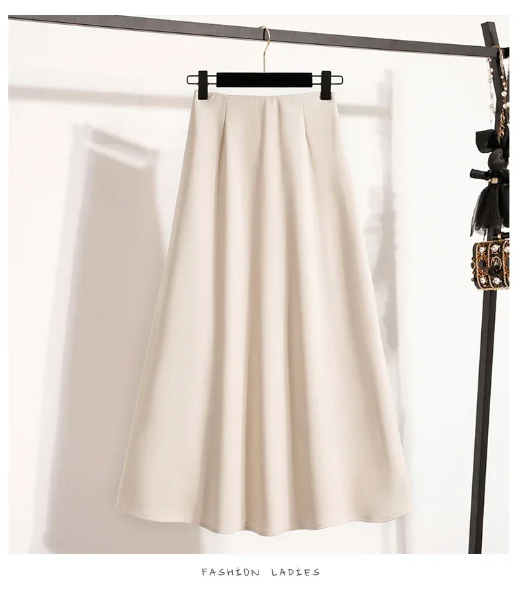 Koreanischer Stil, einfarbig, hohe Taille, elastischer Bund, Damen-A-Linien-Röcke, Alltagskleidung, Frühjahr/Herbst 2026, neu, elegant, vielseitig. – Detail 4