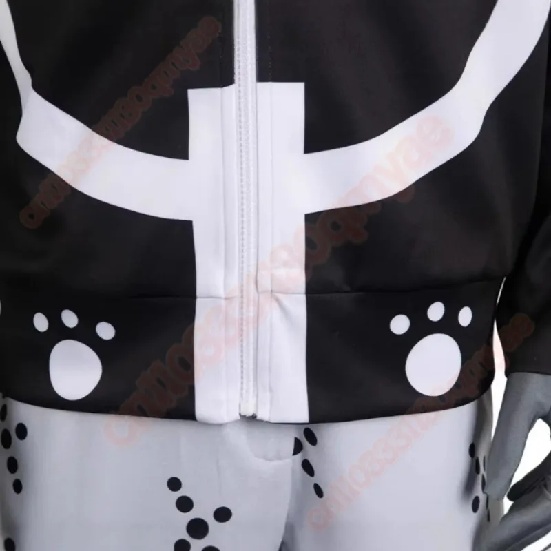 Bartholomew Kuma Coslay Costume Black Outfit with Bear Claw White Pant Hat Carnival Halloween Fancy Tyrant Bear Set for Man