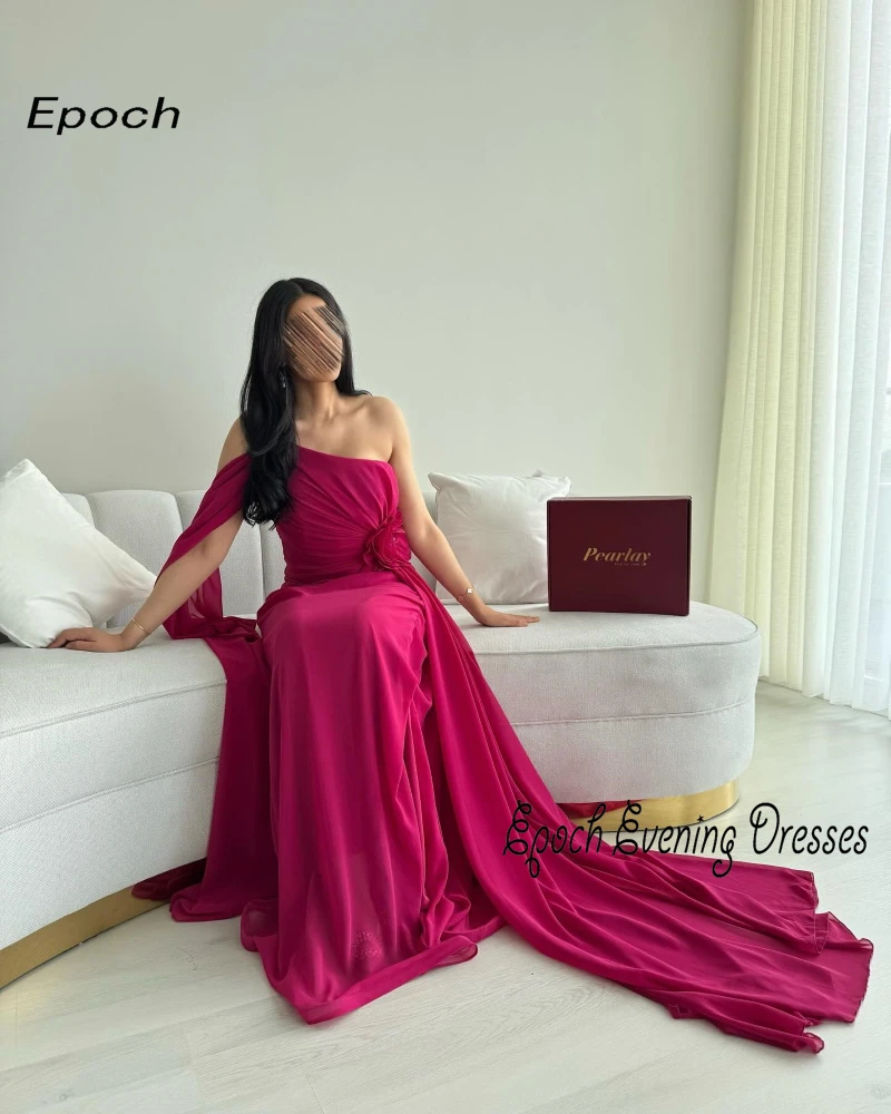 Gaun malam Chiffon Formal untuk wanita seksi gaun pesta Prom Cocktail Formal elegan putri duyung satu bahu