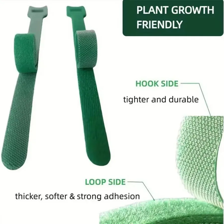 Reusable Green Plant Ties Nylon Hook and Loop Garden Tape for Supporting Plants Tomatoes Vines Flowers Flexible Adjustable - view 2