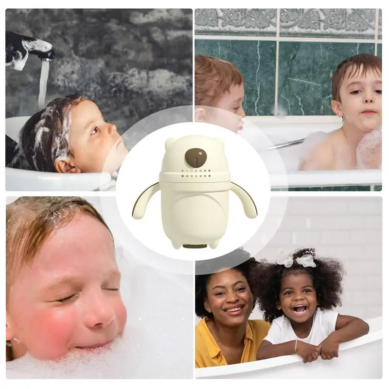 Tasse de bain pour rincer les cheveux de bébé, bec d'eau de bain ours mignon avec poignée ergonomique, cuillères à shampoing, arroseur Bab lumineux