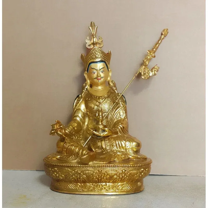 

Tibetan Handpainted bronze Padmasambhava Buddha statue gilt Guanyin God wealth