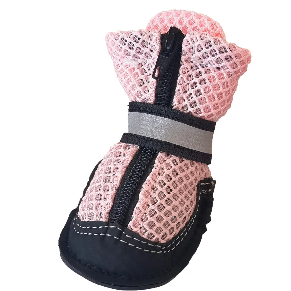 Mesh Soft Pet Zipper Shoes, Medium Dog Shoes, Summer Outdoor Walking, Night Safety Reflective Boots