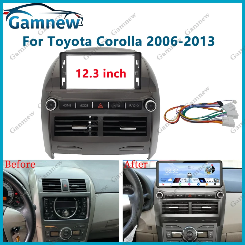 

12.3 Inch Car Frame Fascia Adapter Android Radio Audio Dash Fitting Panel Kit For Toyota Corolla 2006-2013
