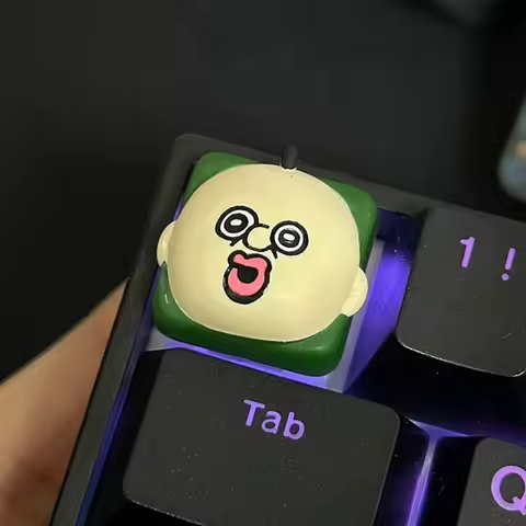 Lobo Peripherals 봉봉과옥イ의동상 Keycaps Animation Personalized Resin Funny Wacky Single Keycaps Cross Universal Keyboards Accessories