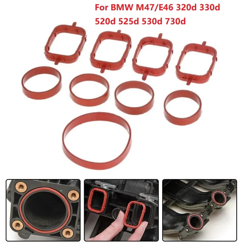 

For BMW M47/E46 320d 330d 520d 525d 530d 730d Universal 22/33mm Intake Manifold Gaskets Inlet Repair Kit Car Accessories