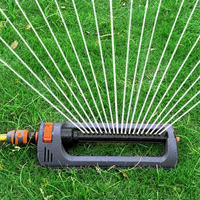 ABTX Automatic Oscillating Lawn Sprinkler Aluminum Alloy Water 19 Hole 4 Modes Irrigation Sprinkler for Garden Farm