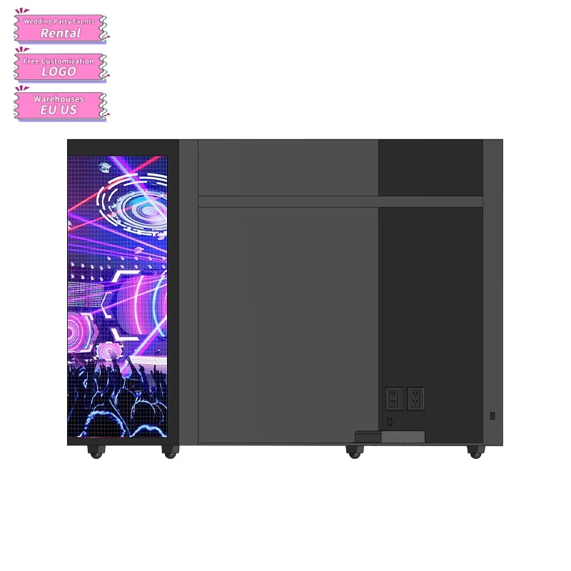 Square Curved LED DJ Booth Station Desk Stand Table Portable Booth Led Video Wall Display Screen DJ Booth for Event Flight Case