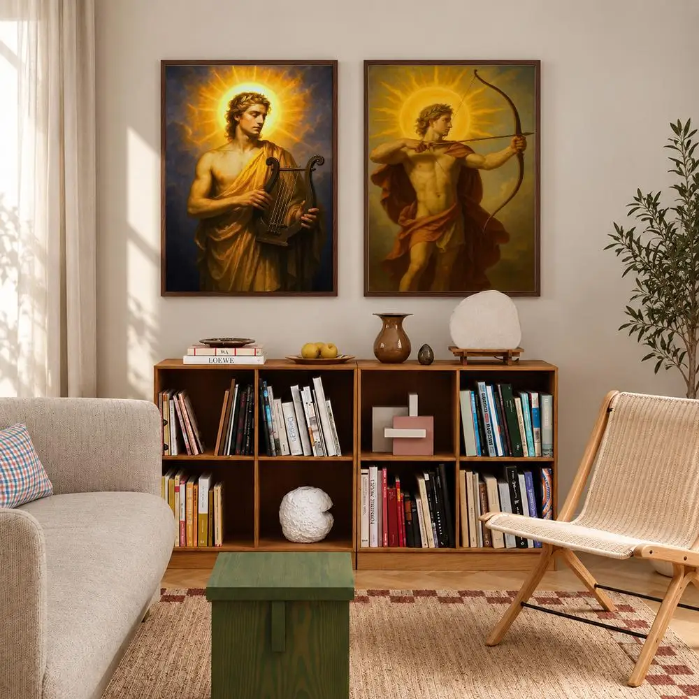 Classical Mythology Greek God Apollo Greek God Poster Self‑Adhesive Waterproof Poster Sticker Wall Art Home Decor
