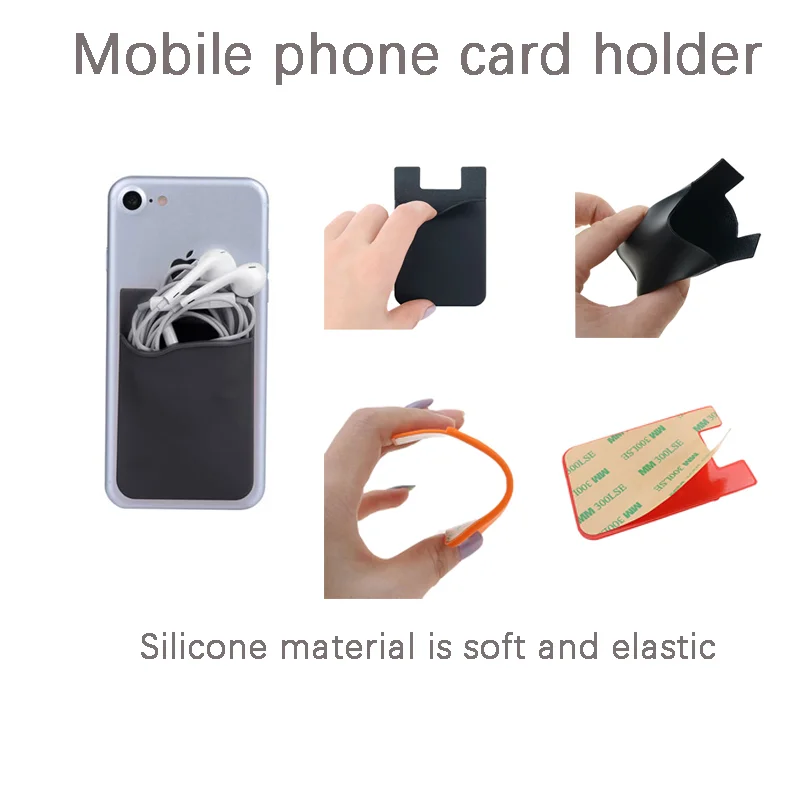 2 Stück selbstklebende, universelle Handy-Kartenaufkleber, Silikon-Kartenhülle, Kartenschicht, bietet Platz für verschiedene Karten und kleine Gegenstände – Detail 5