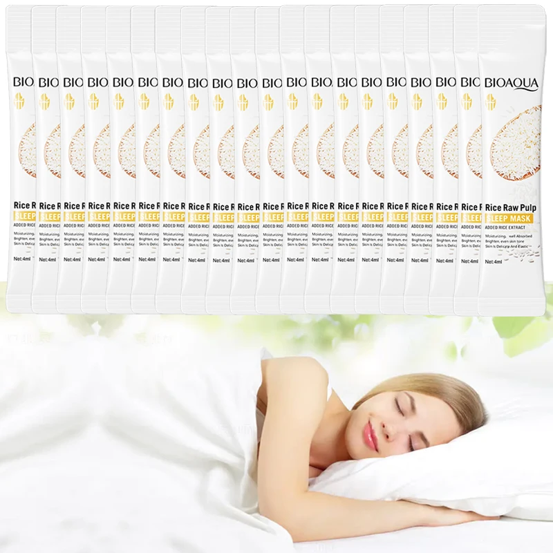 30/50/60pcs BIOAOUA Rice Puree Sleep Whitening Mask, Hydrating No-Wash Mask, Refreshing, Nourishing and Firming Facial Care