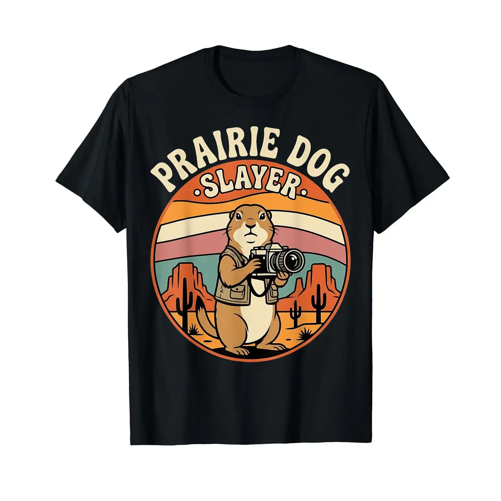 Retro Prairie Dog Sunset Vintage Slayer Hunting Affordable T Shirt vintage Washed Breathable designer clothes Comfortable