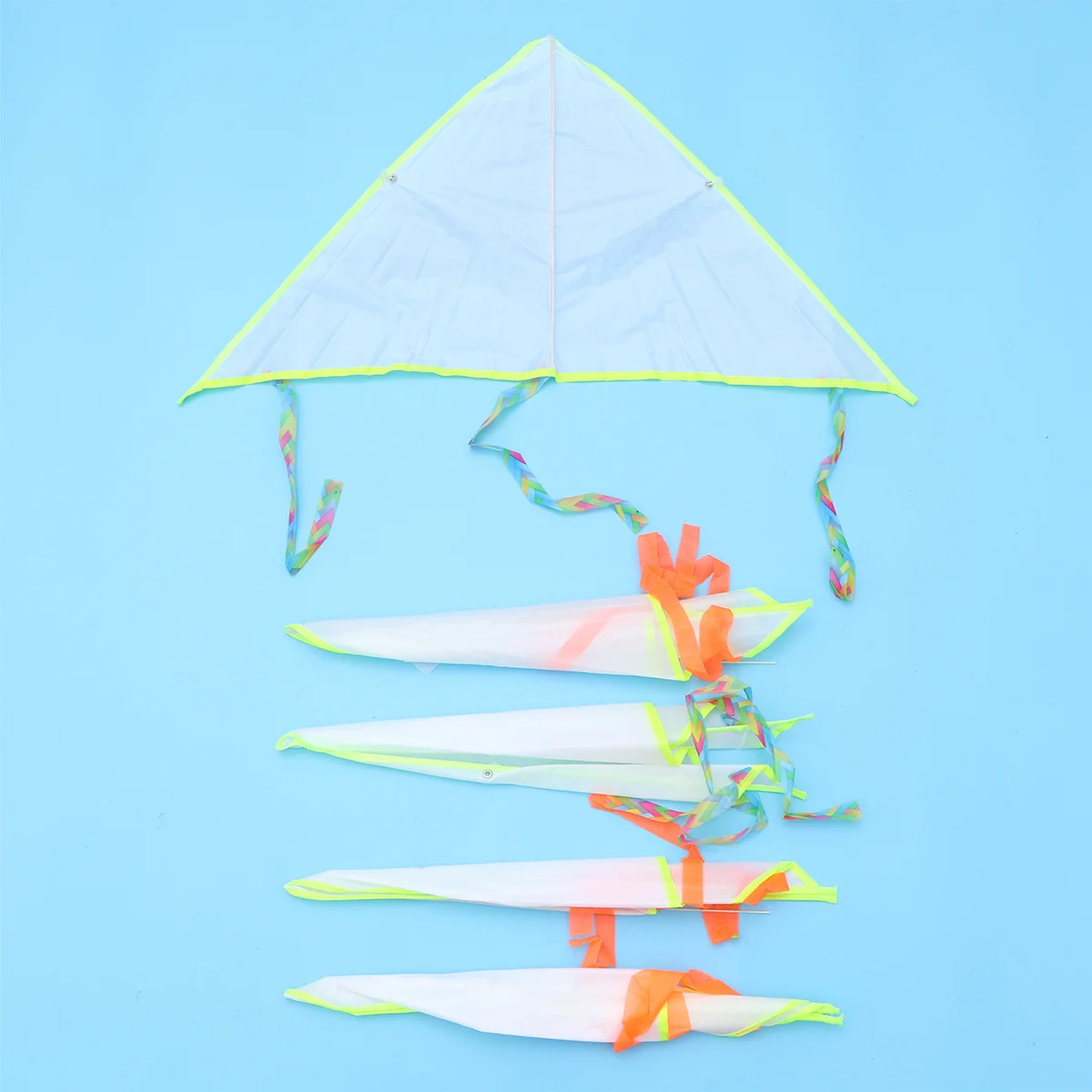 5개입 어린이 DIY 페인팅 연, 빈 삼각형 75x75cm, 50m 중심선, 야외 비치용 비행 연
