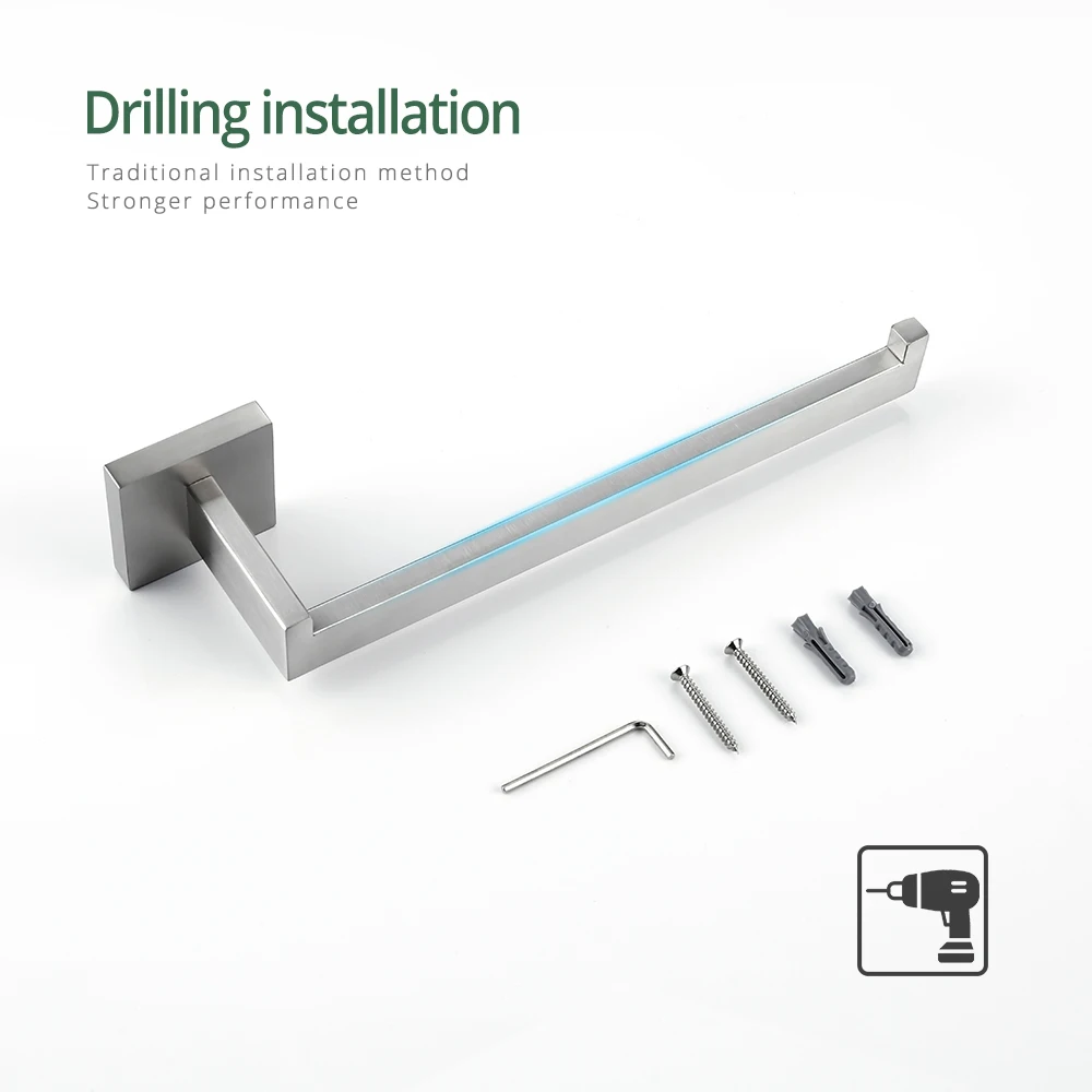 Brushed Nickel Towel Rack Bathroom Hardware Set Towel Holder Hanger Stainless Steel Towel Rails Nails Wall Mounted Rustproofed