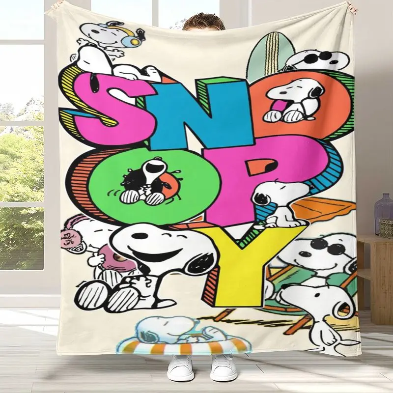 Kawaii S-Snoopys Dog Cartoon Soft Flannel Throw Blanket,Cozy Warm Blanket for Bed,Sofa,Living Room,Picnic,Home Decor,Gift