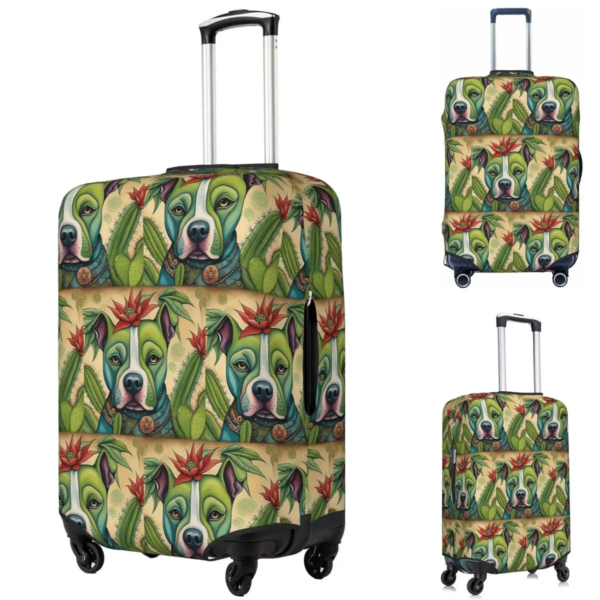 

Pit Bull Prickly Portraits Suitcase Cover Protection Elastic Travel Luggage Protector Covers for 18-32 Inch
