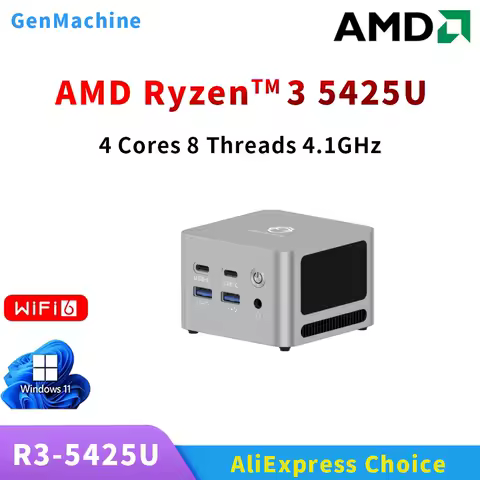 Super Mini LPDDR4X 4266Mhz Genmachine Ryzen 3 5425U 8G 256G 4.1Ghz 15W Mini Pc Windows 11 Ryzen Diy Gaming Computer WiFi6E BT5.2