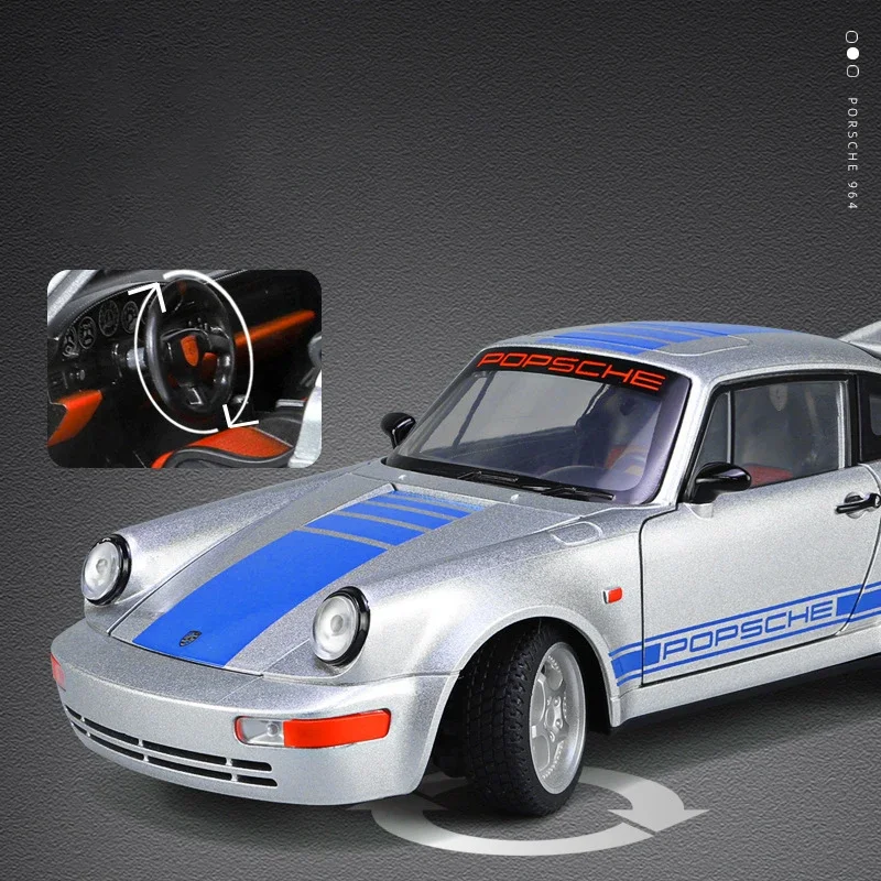 1:24 Porsche 964 Carrera RS 911 Alloy Car Diecasts &Toy Vehicles Car Model Sound and Light Pull Back Car Toys For Kids Gifts