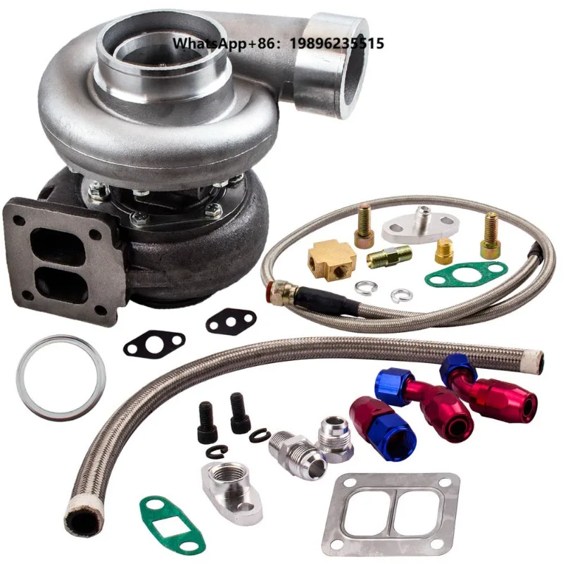 Universal Turbo Gt45 Turbocharger+oil Feed Line+oil Drain Return Line T3 T4 T3T4 T04E T04B Car Turbo Charger Kit
