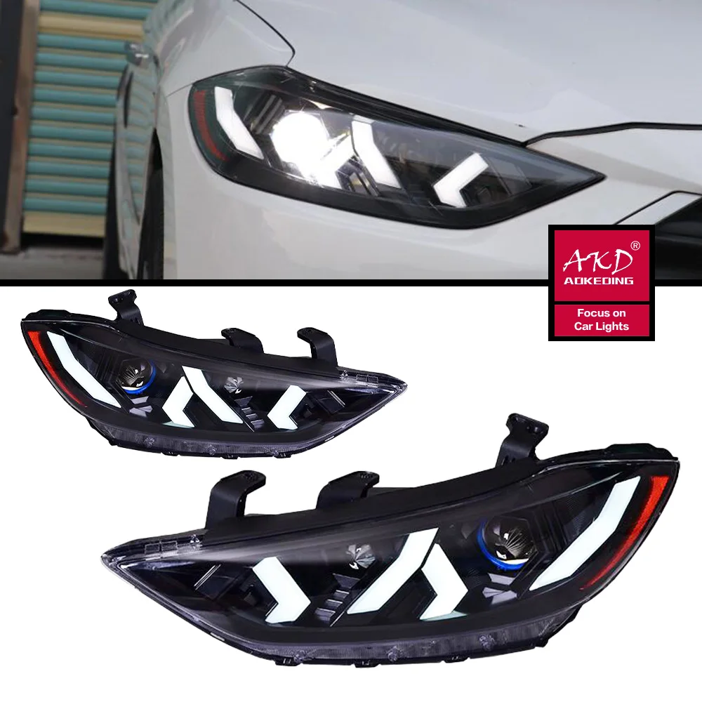 

LED Head Light Parts For Elantra 2016-2020 Front Headlights Replacement Lamborghini Type DRL Daytime light Projector Facelift