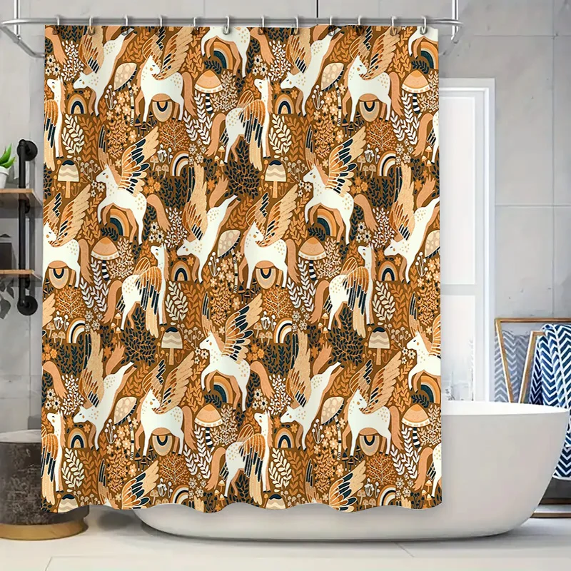 

Fantasy Forest Unicorn Shower Curtain Woodland Animal Nature Backdrop Bathroom Decor Set Vintage Rustic Home Decor