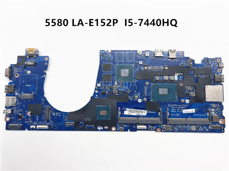 

N-08T987 08T987 8T987 Mainboard For DELL 5580 Laptop Motherboard LA-E152P With SR32R I5-7440HQI5-6440HQ Full Tested Working