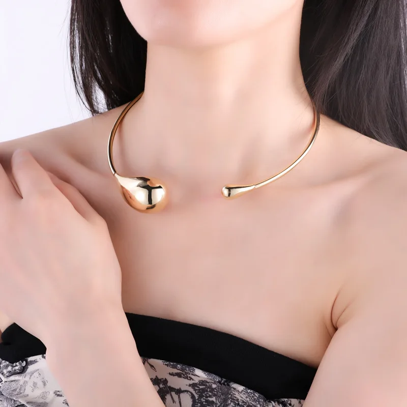 European and American popular geometric droplet shaped necklace for women chokers, neck collar, hip-hop collarbone chain