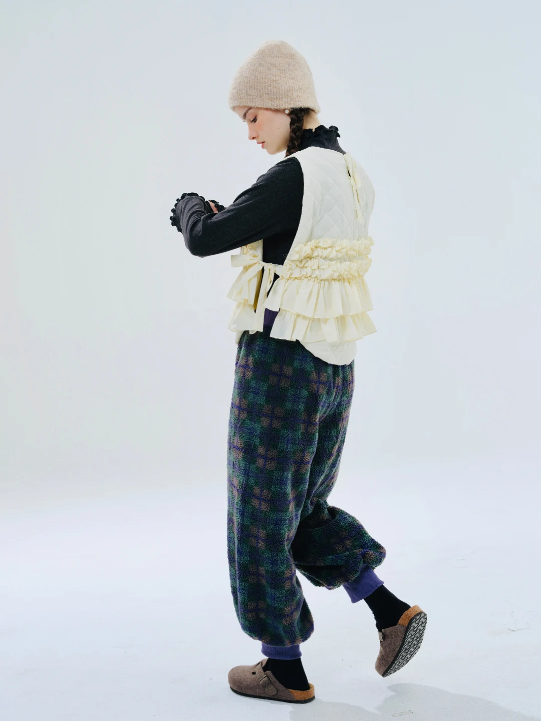 Green Plaid Lamb Wool Lantern Pants Female clothing women’s pants and trousers Elastic Waist Loose Baggy Trousers for woman 3 Green Plaid Lamb Wool Lantern Pants Female clothing women's pants and trousers Elastic Waist Loose Baggy Trousers for woman 3