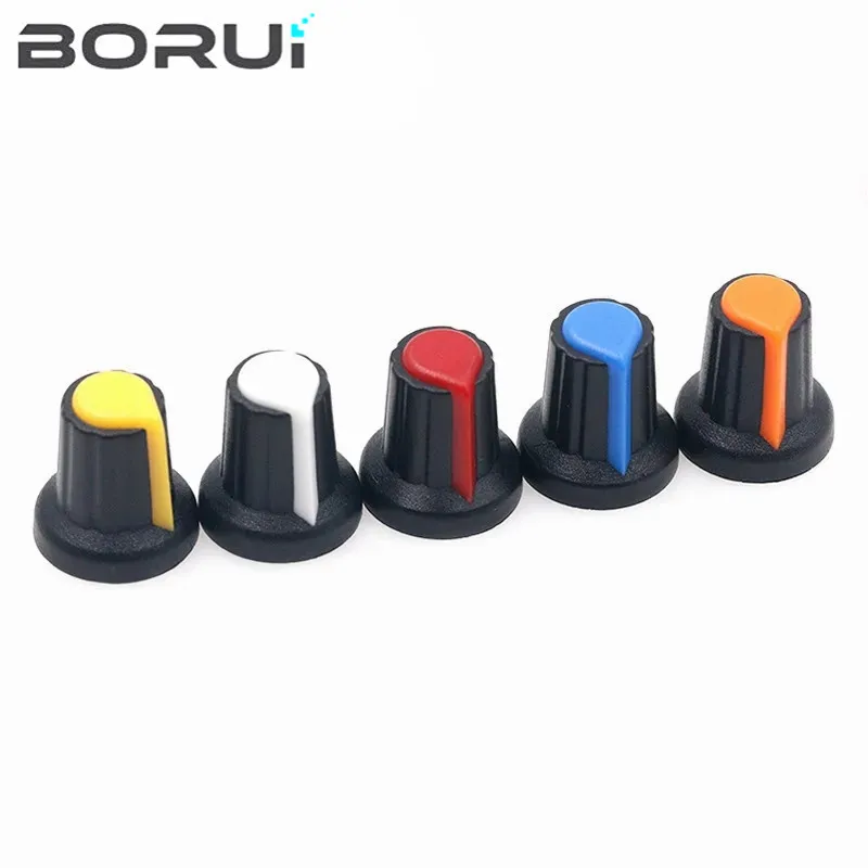 10PCS/lot WH148 potentiometer knob cap(copper core) 15X17mm 6mm Shaft Hole AG2 Yellow Orange Blue White Red 5value*2PCS=10PCS