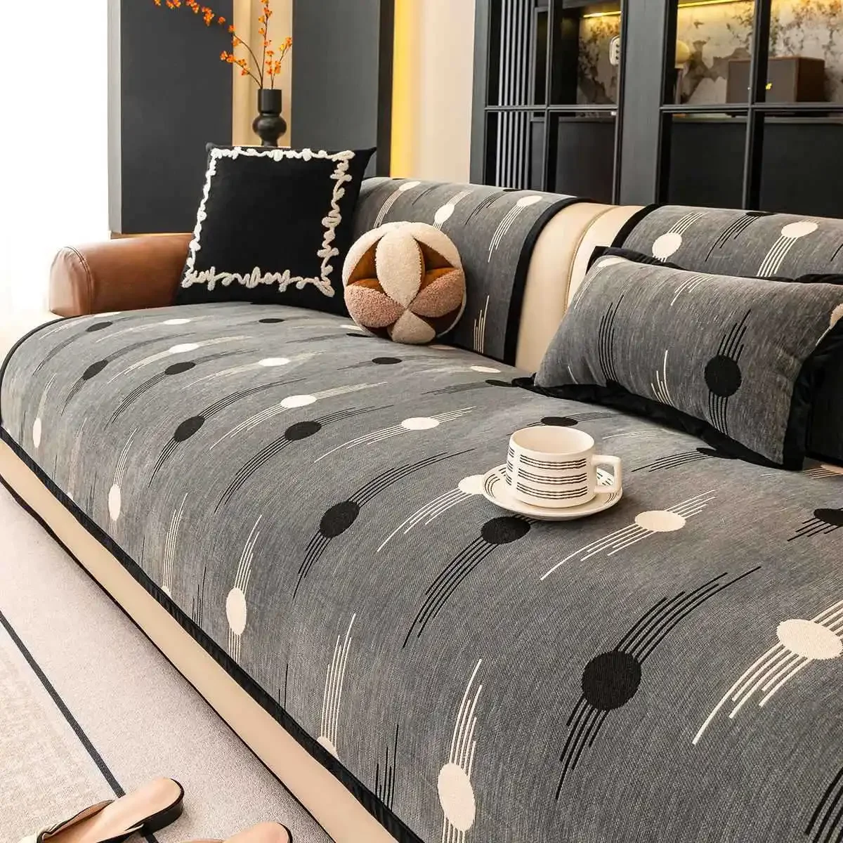 Luxury Soft Sofa Cover for Living Room Non-Slip Solid Thick Sofa Cushion Mat Simple Style Plush Sofa Towel Home Couch Decor