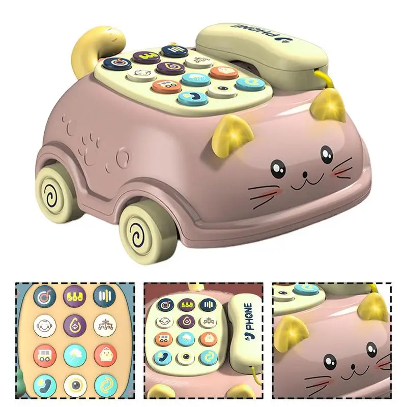 Jouet de téléphone musical pour tout-petits, mini machine d'apprentissage téléphonique de dessin animé avec lumières, son, Montessori, cadeau précoce