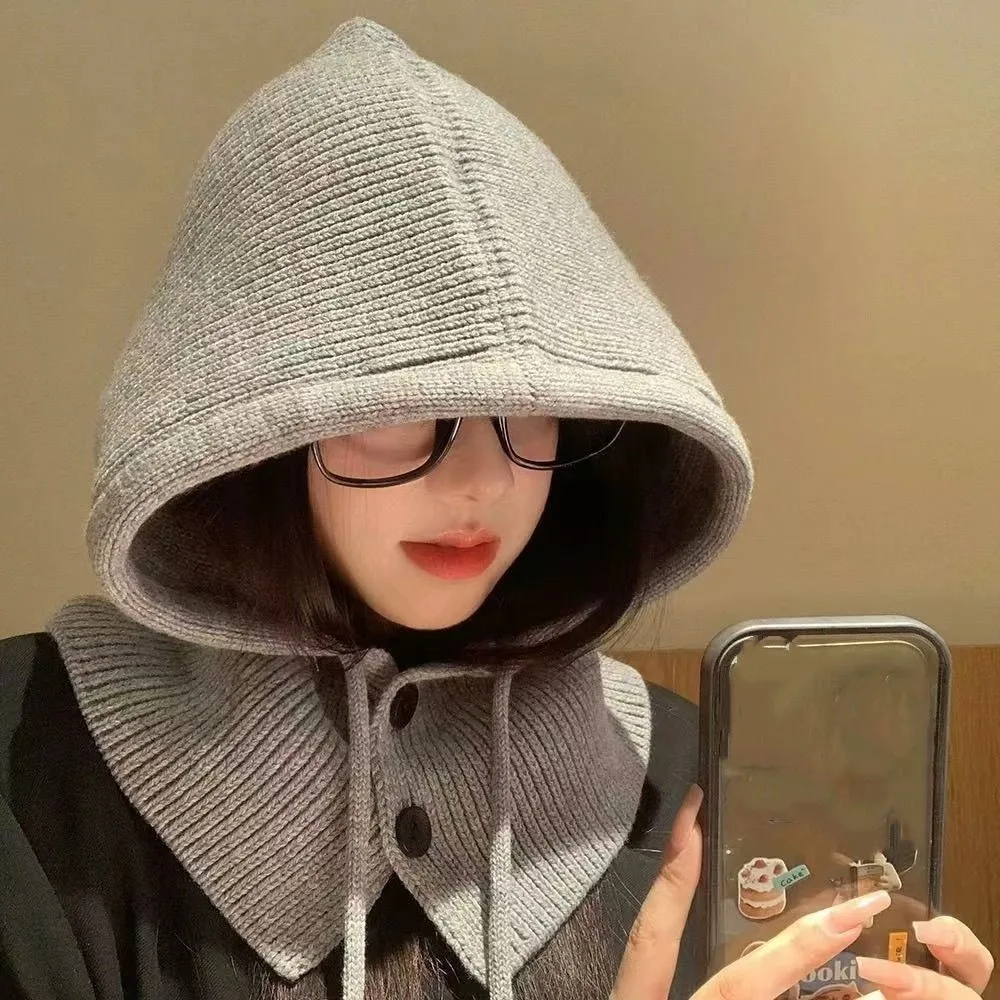 قبعة صوفية دافئة قبعة بالاكلافا قبعة صغيرة بسيطة لحماية الأذن قبعة سميكة محبوكة دافئة #4