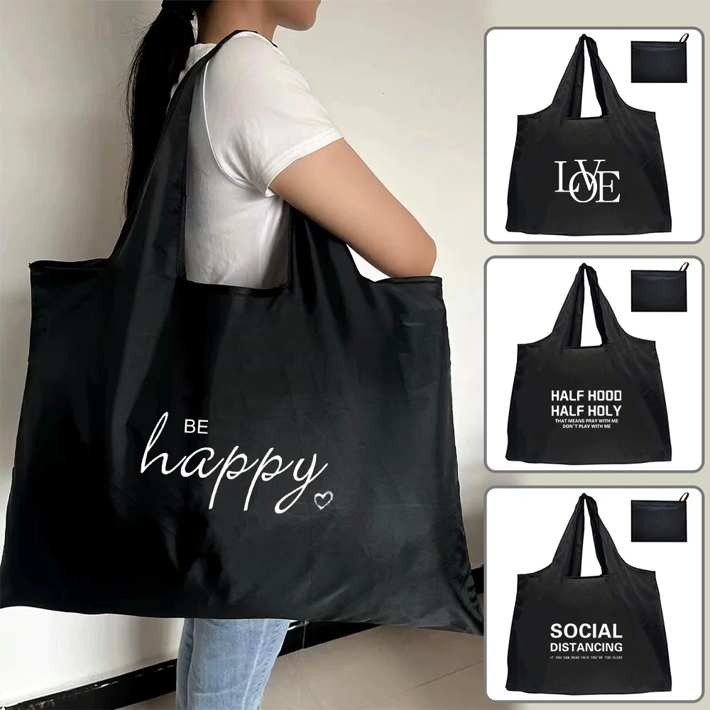 Foldle Reusable Handbags Shopping Bag Shoulder Bag Travel Washable Tote Pouch Convenient Large-capacity Large Tote for Fashion